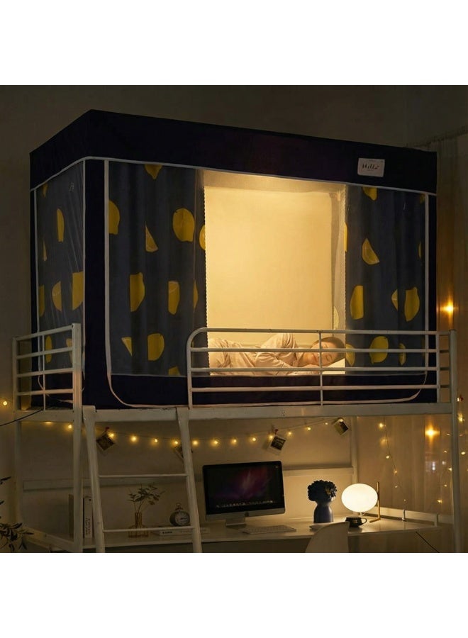 Y&D Blackout Upper Berth Bunk Bed Curtains Dormitory Room Lightproof Decorative Roommate Privacy Cover Canopy Photo Background Decor Backdrop Blackout Curtain 6 Panels with a Top - Image 4